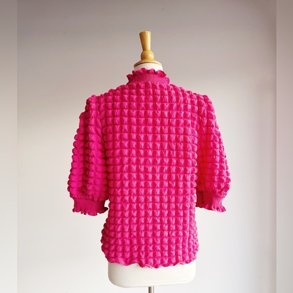 ENGLISH FACTORY Pink Bubble Mock Neck Top M - Picture 5 of 7